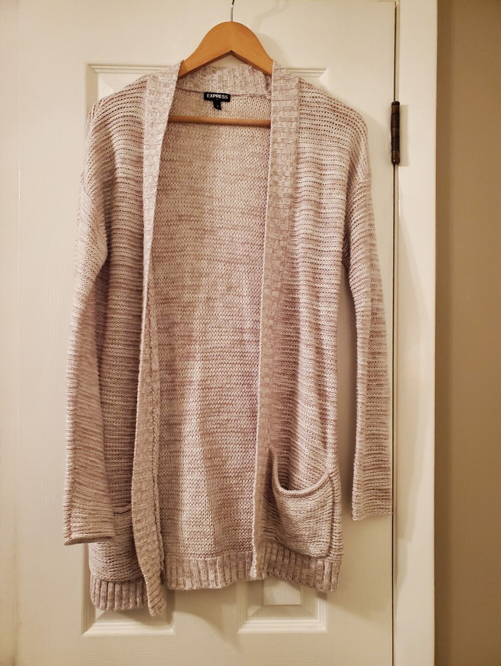 Express Light Cream Open-Front Knit Cardigan XS Preowned